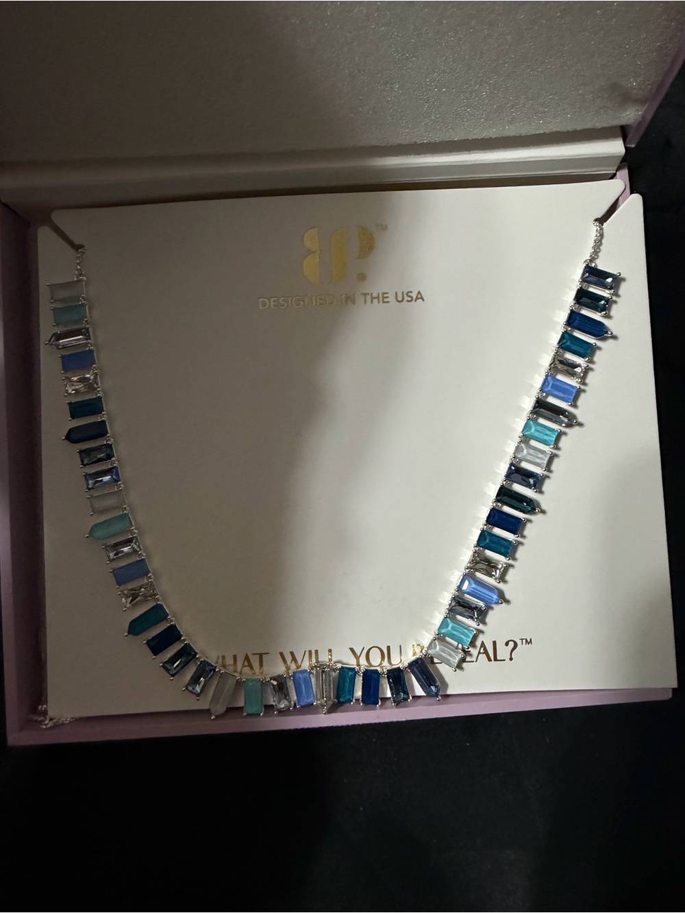 31 Bits Multi-Blue Baguette Necklace